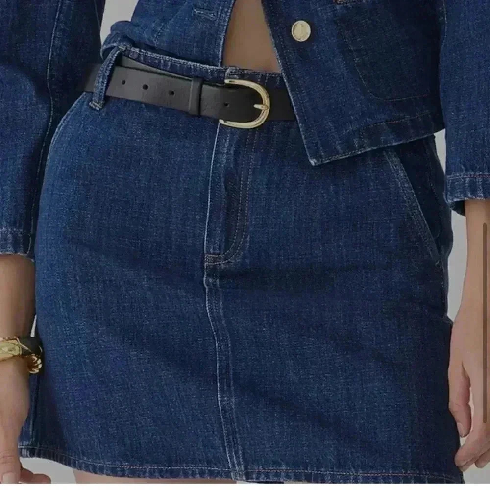 JCrew Resin Rinse trouser denim skirt